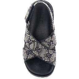 Blue Sandals with All-Over GG Motif and Logo on the Insole in Fabric Blend Girl