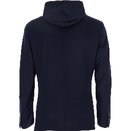 Blue Jacket with Hood and Bib in Wool Man