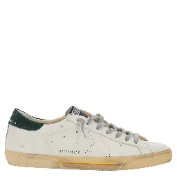 Superstar White Low Top Sneakers with Contrasting Heel and Logo Patch on the Tongue in Leather Man