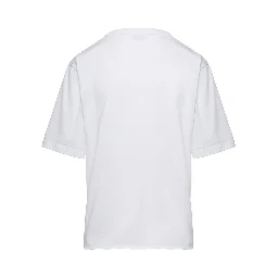 Basic White T-shirt with Miiddle Logo Print in Cotton Woman