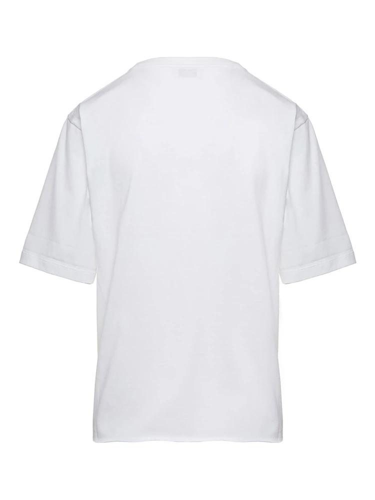 Basic White T-shirt with Miiddle Logo Print in Cotton Woman alternative