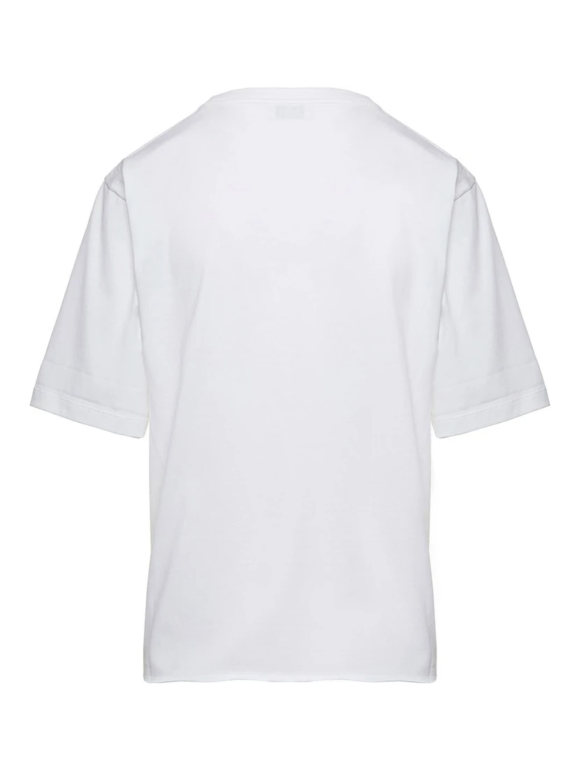 Basic White T-shirt with Miiddle Logo Print in Cotton Woman