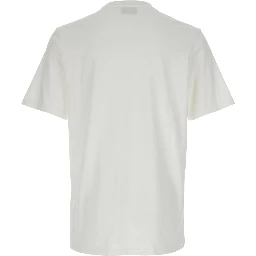 White Round Neck T-Shirt with Logo Embroidered on the Front in Cotton Man