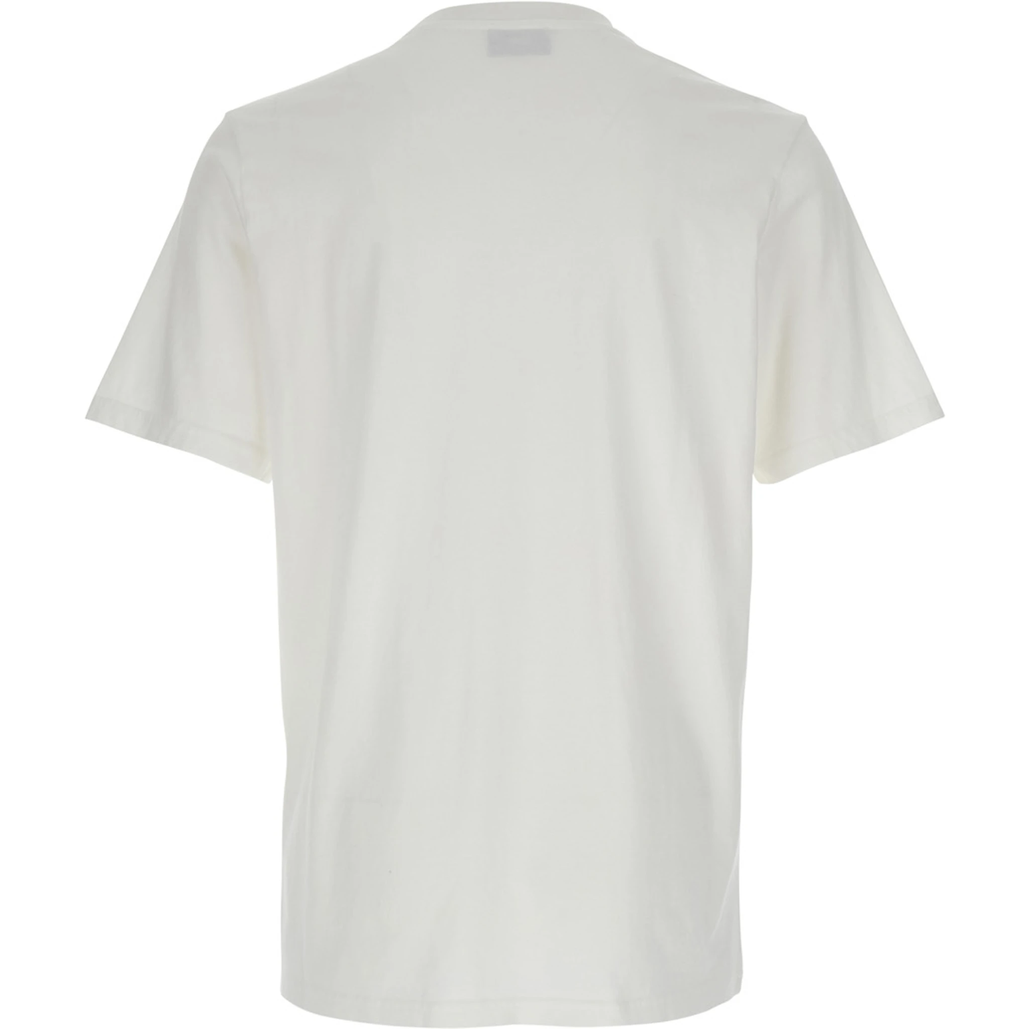 White Round Neck T-Shirt with Logo Embroidered on the Front in Cotton Man