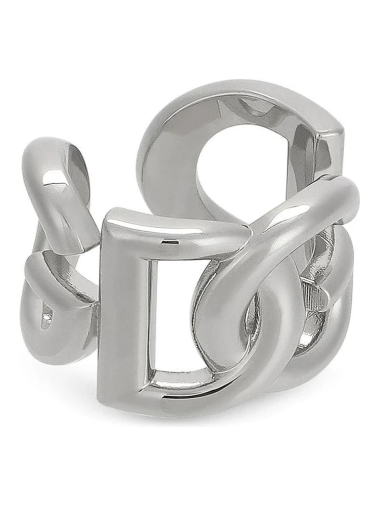 Silver-Tone Chunky Logo Ring in Brass Man alternative