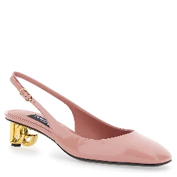 Pink Décolleté with DG Logo on the Heel in Shiny Leather Woman
