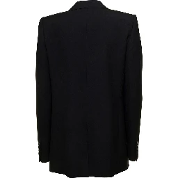 Saint Laurent Womans Black  Gabardine Single-Breasted Blazer