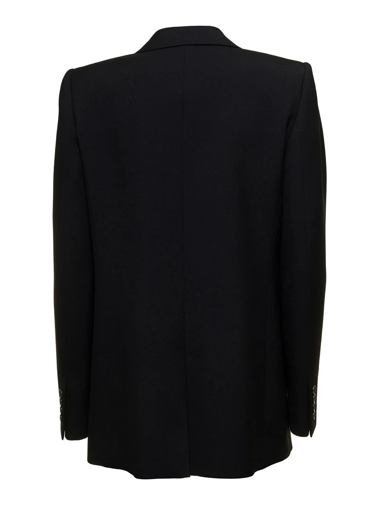 Saint Laurent Womans Black  Gabardine Single-Breasted Blazer alternative