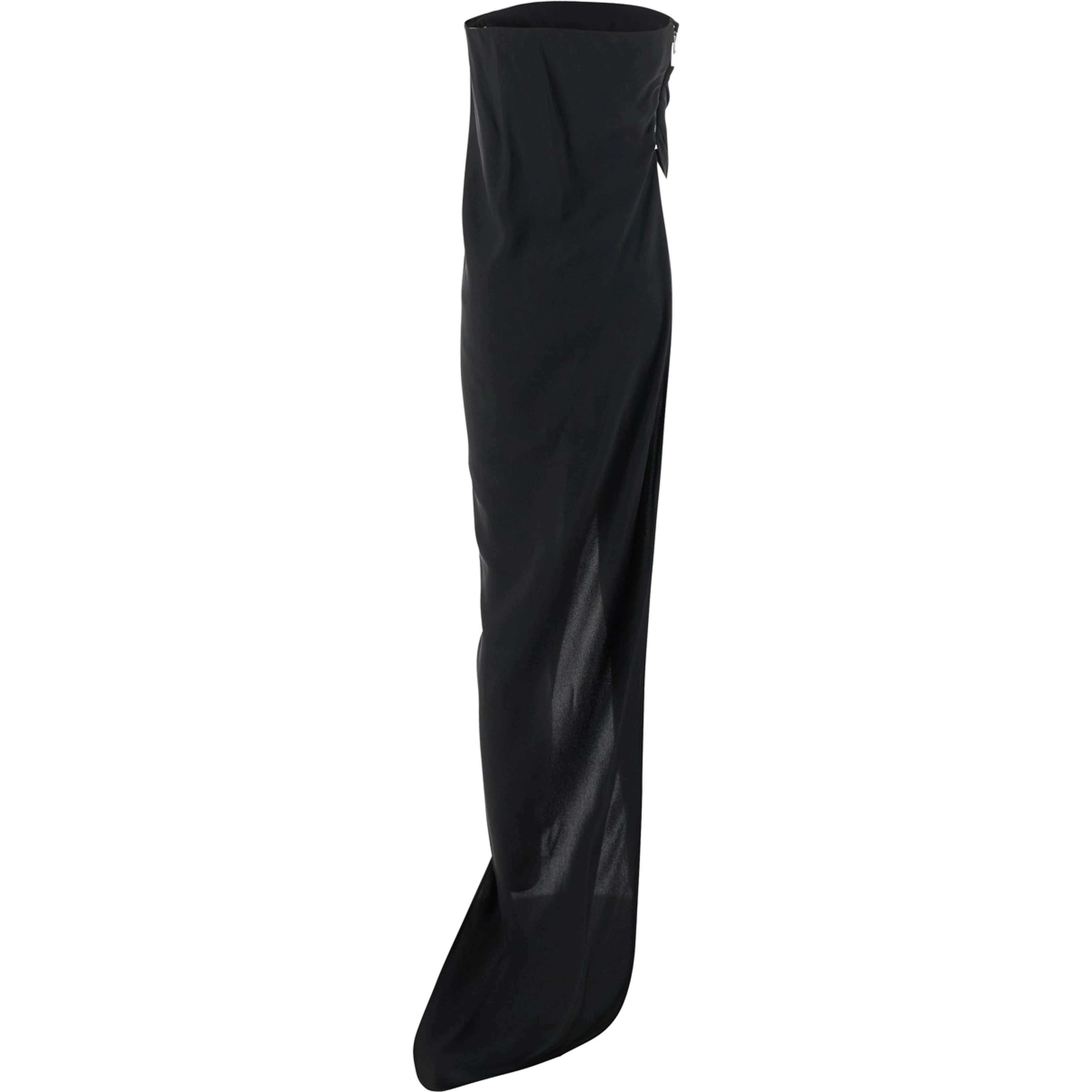 Lido Black Long Dress with Straight Neckline and Asymmetric Design in Viscose Blend Woman
