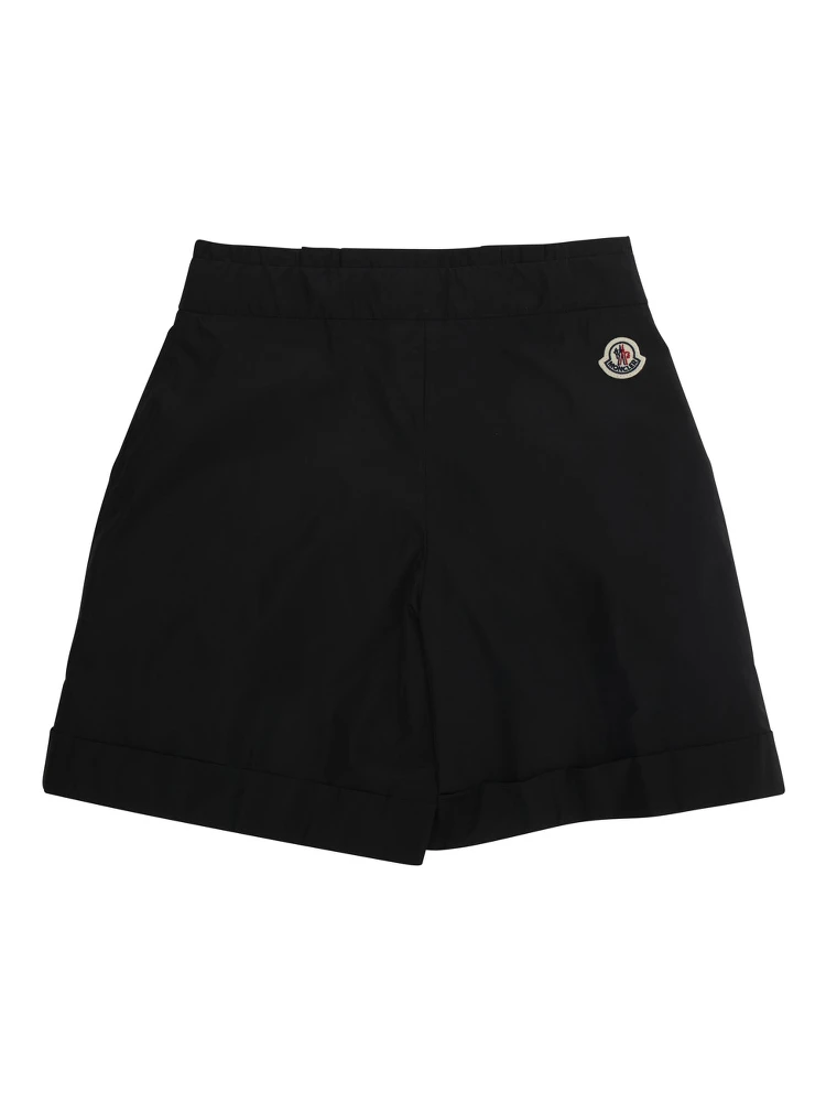 Black Shorts with Logo Patch on the Back in Techl Fabric Girl alternative