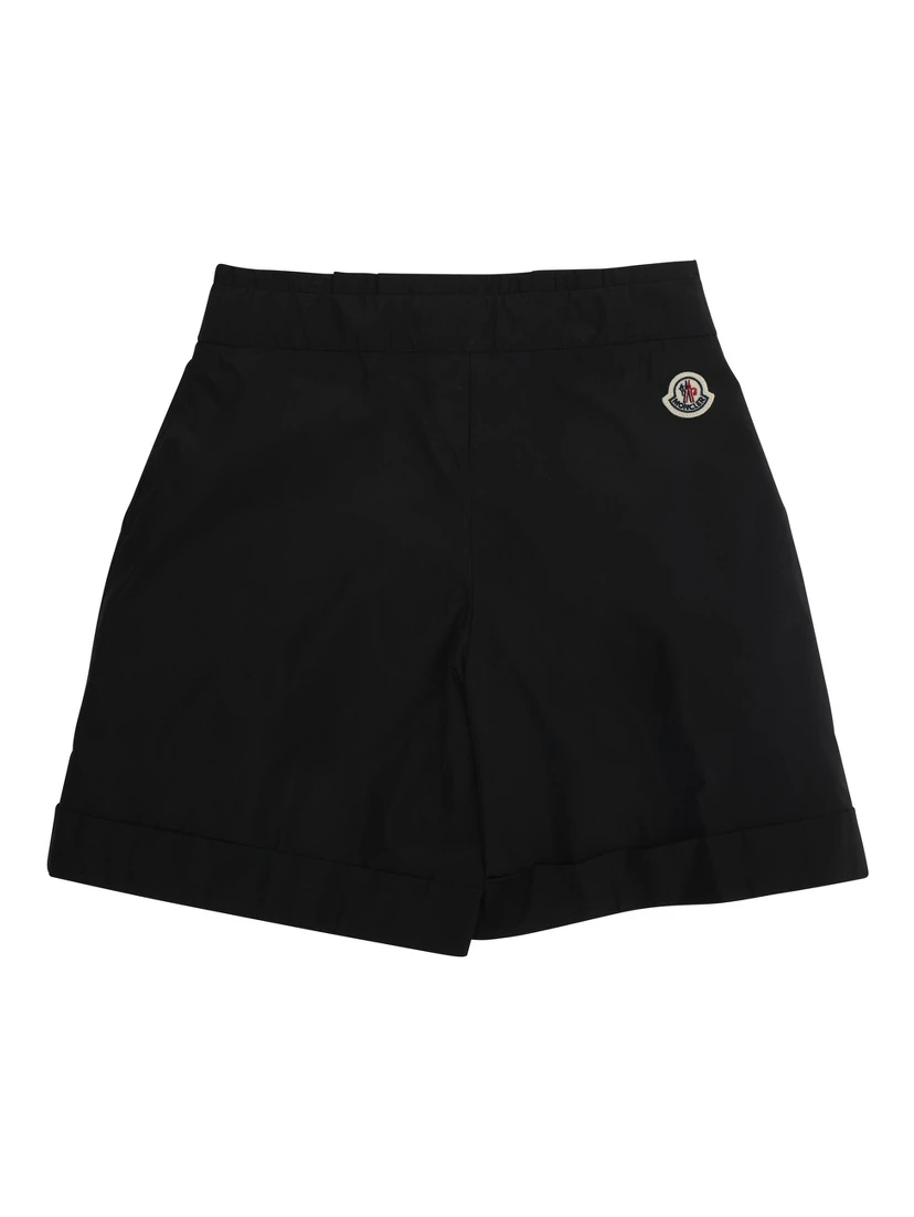 Black Shorts with Logo Patch on the Back in Techl Fabric Girl