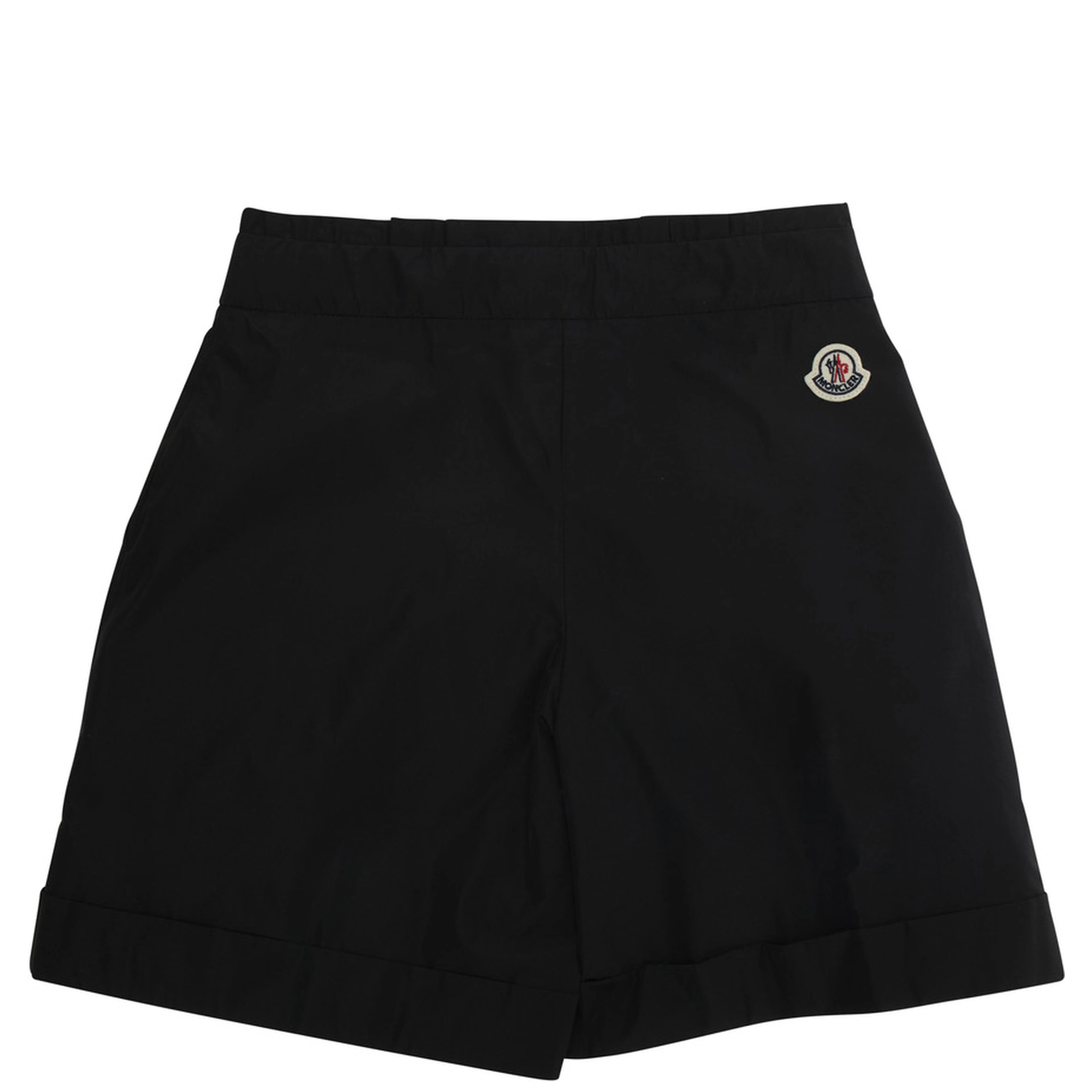 Black Shorts with Logo Patch on the Back in Techl Fabric Girl