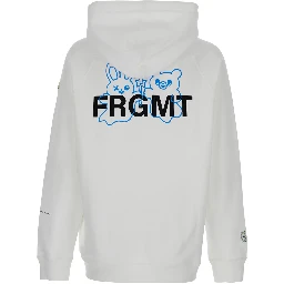 White Hoodie with Logo Lettering on the Front and Logo Print on the Rear in Cotton Man