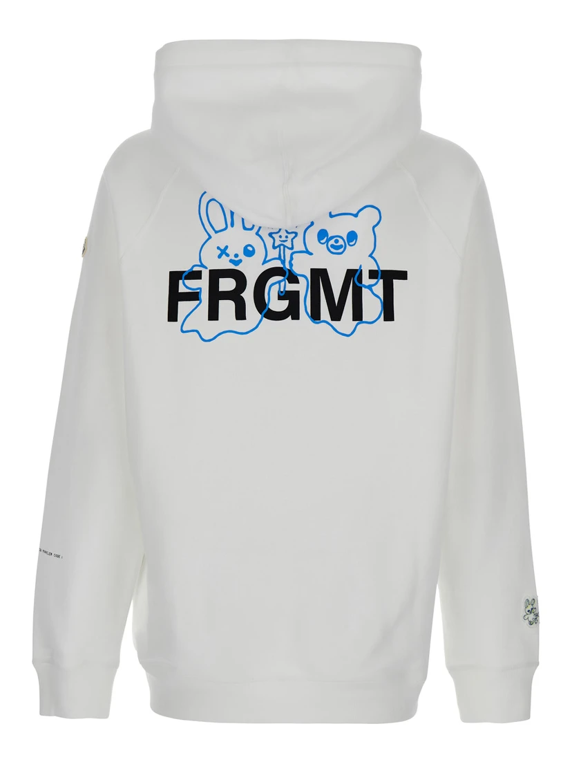 White Hoodie with Logo Lettering on the Front and Logo Print on the Rear in Cotton Man