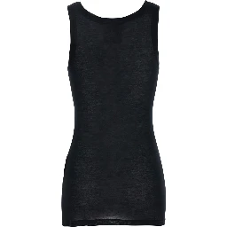 Black Sleeveless Top with U-neck in Viscose Woman