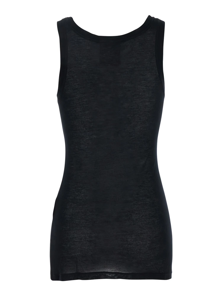 Black Sleeveless Top with U-neck in Viscose Woman alternative