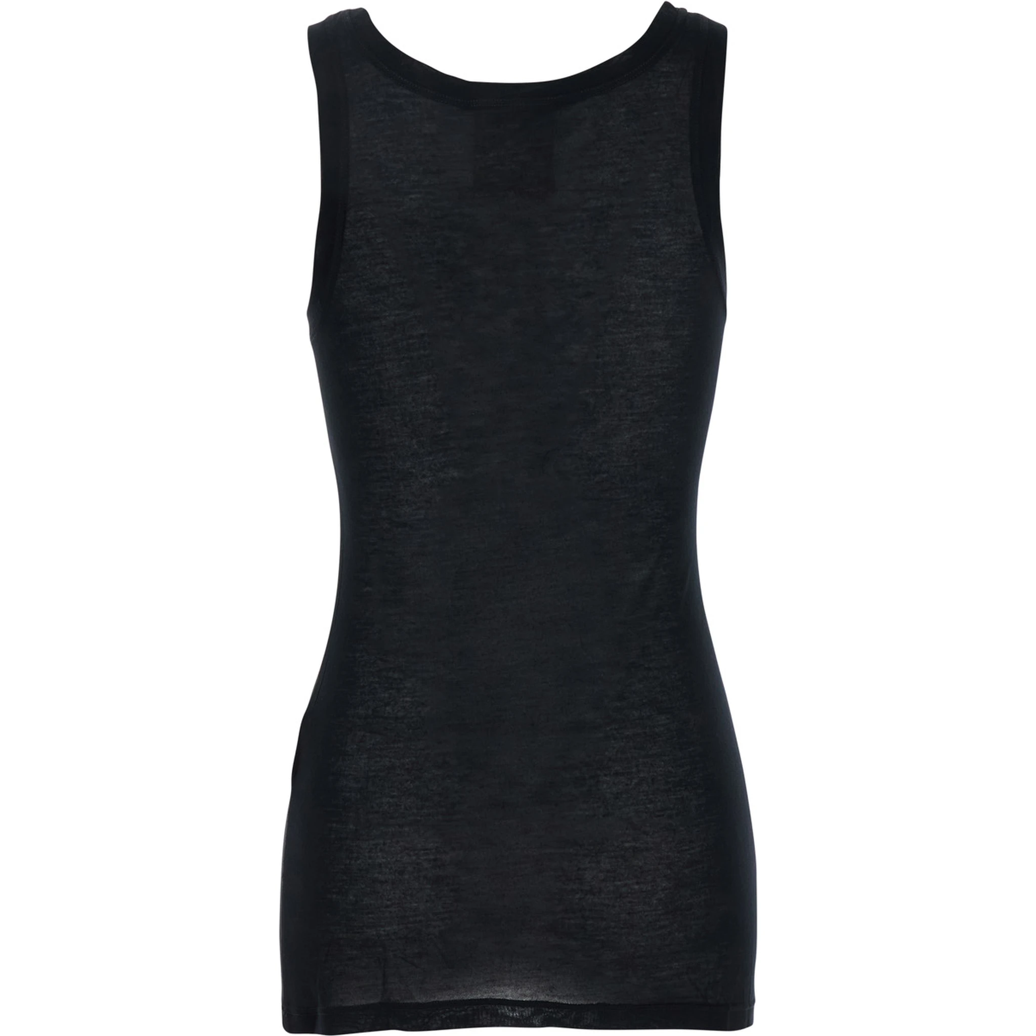 Black Sleeveless Top with U-neck in Viscose Woman