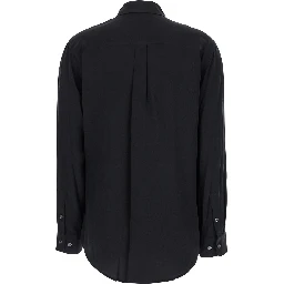 Signature Black Shirt with Patch Pockets in Silk Woman