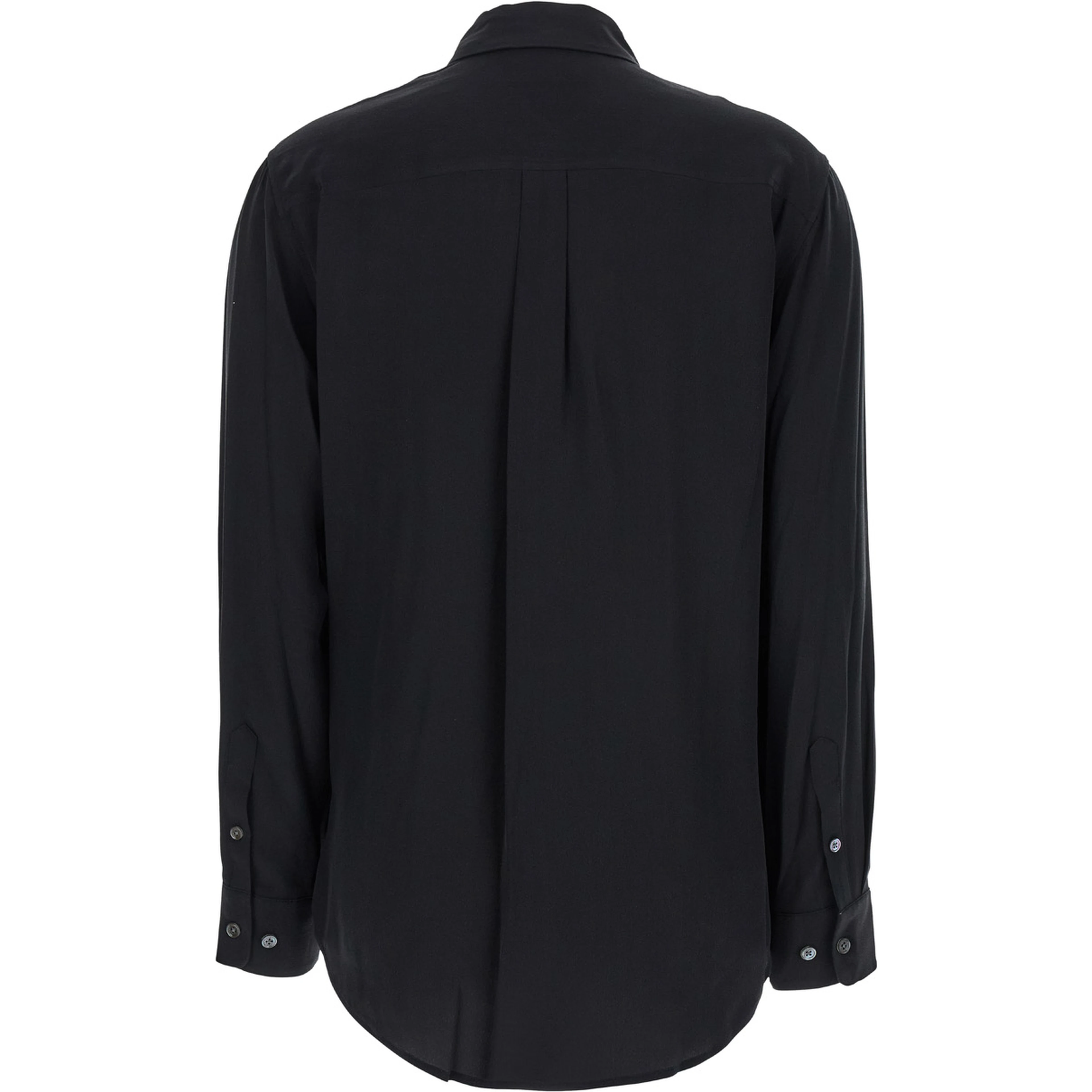 Signature Black Shirt with Patch Pockets in Silk Woman