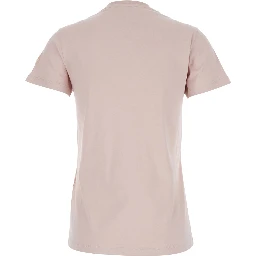 Pink T-Shirt with Embroidered Logo on the Front and Logo Patch on the Sleeve in Cotton Woman