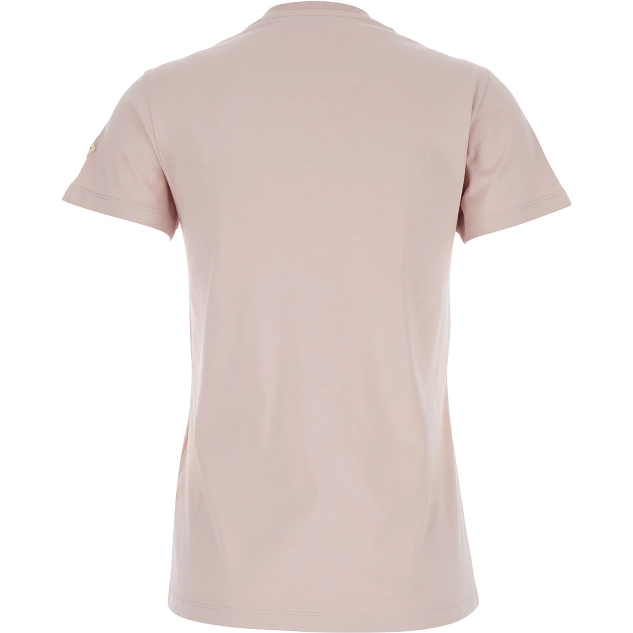 Pink T-Shirt with Embroidered Logo on the Front and Logo Patch on the Sleeve in Cotton Woman