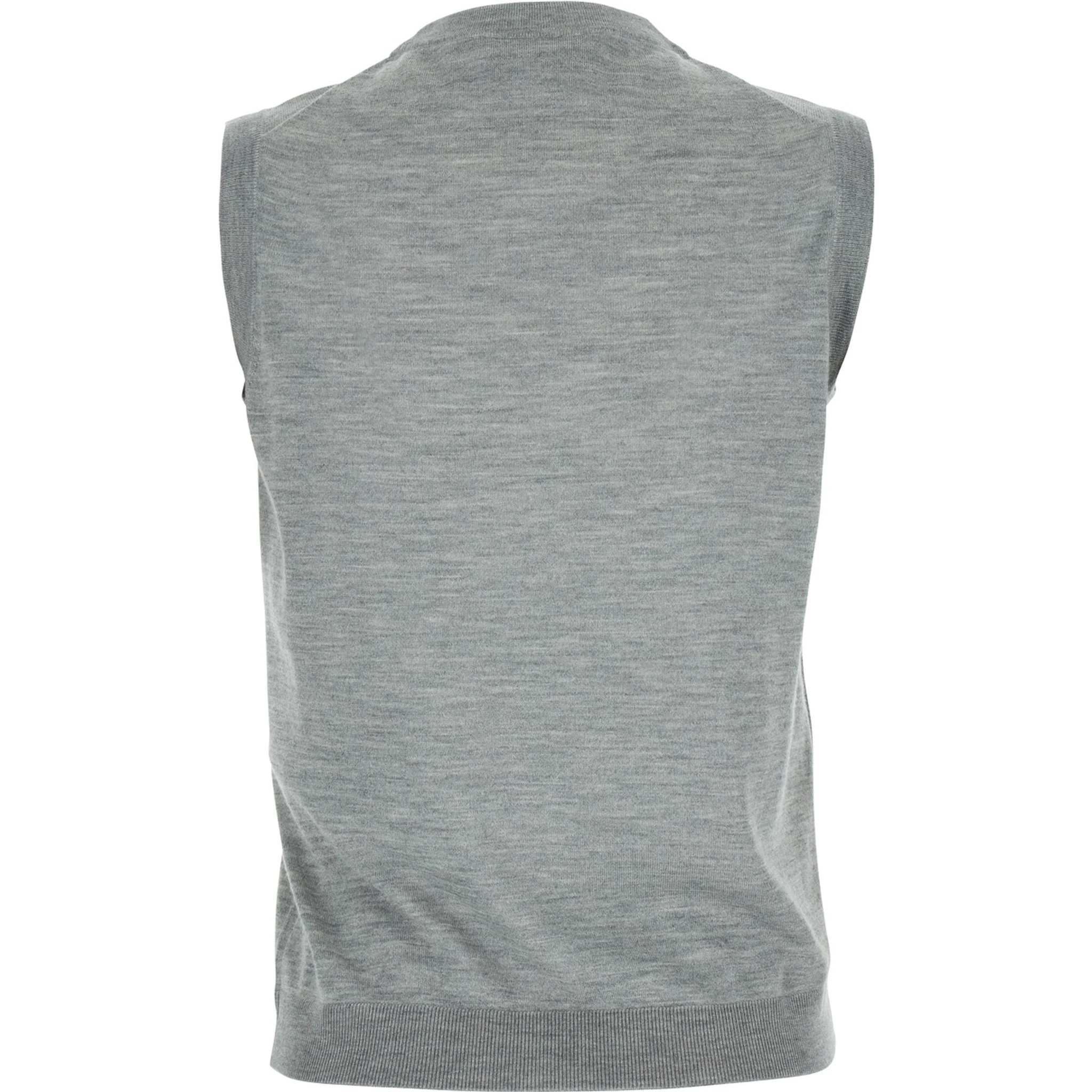 Grey Sleeveless Sweater with Logo on the Front in Cashmere Woman