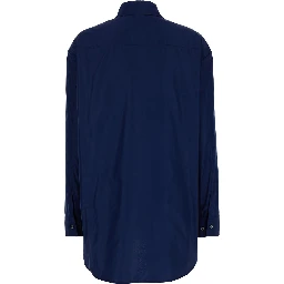 Oversized Blue Shirt in Cotton Woman
