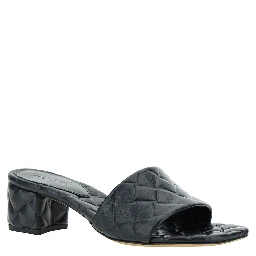 Black Mules with Intreccio Motif in Leather Woman