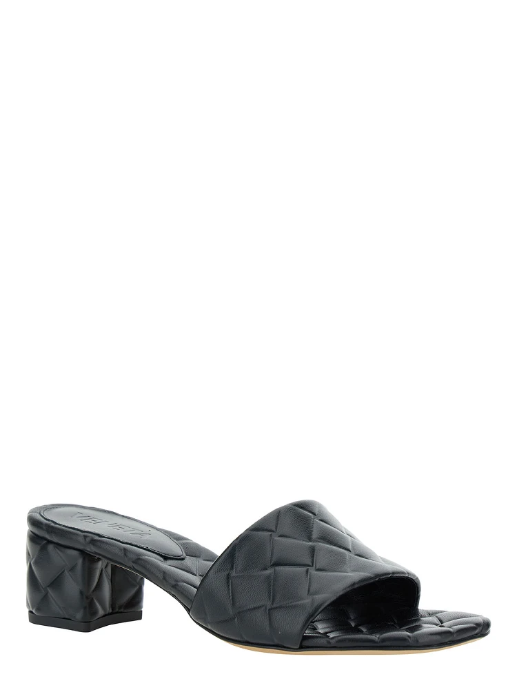 Black Mules with Intreccio Motif in Leather Woman alternative