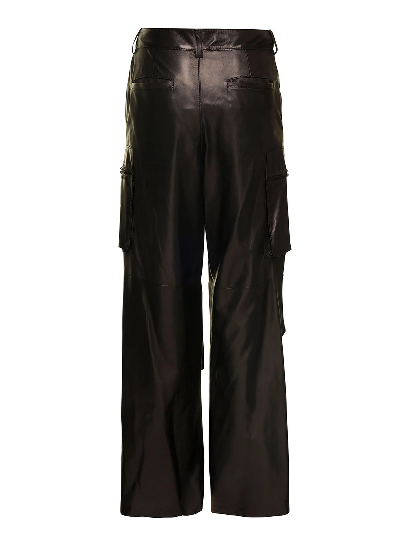 Brown Cargo Pants in Nappa Leather Woman