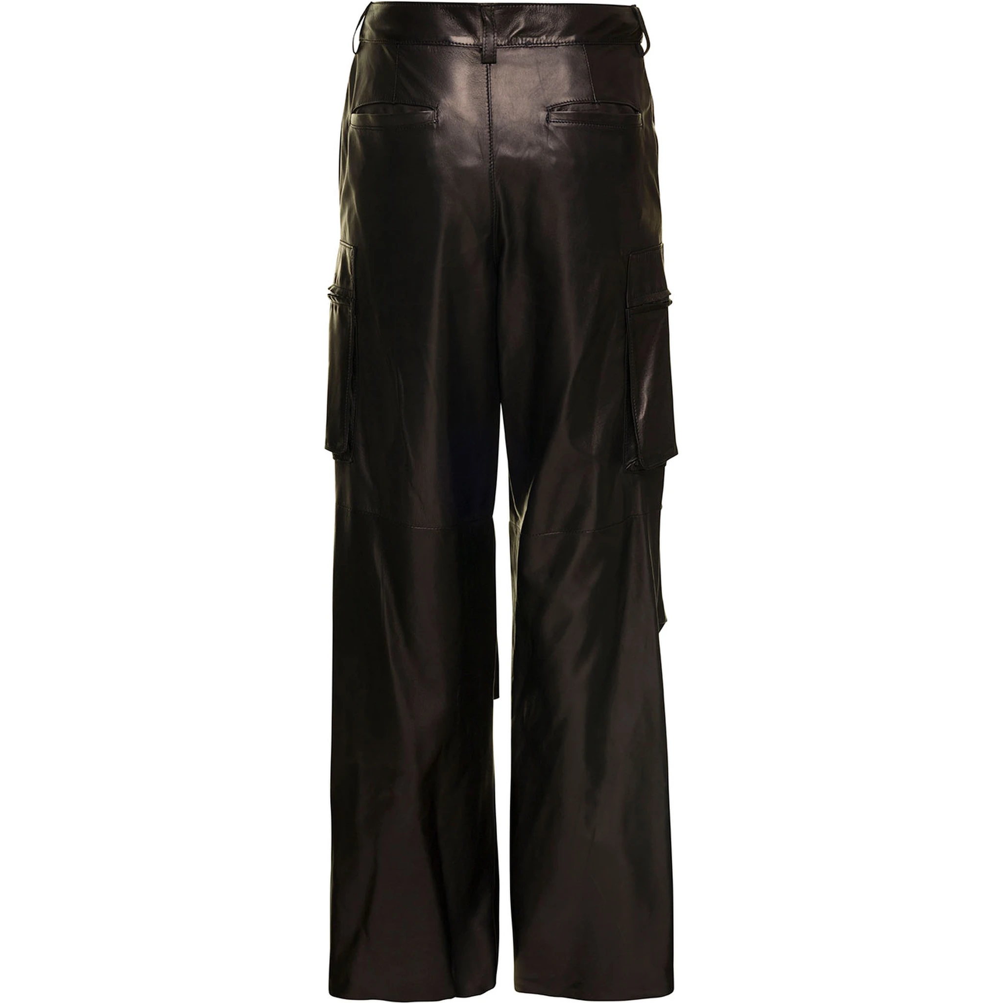 Brown Cargo Pants in Nappa Leather Woman