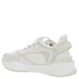 Flow White Sneakers with Toggle Closure and Logo Lettering on the Side in Tech Fabric Woman