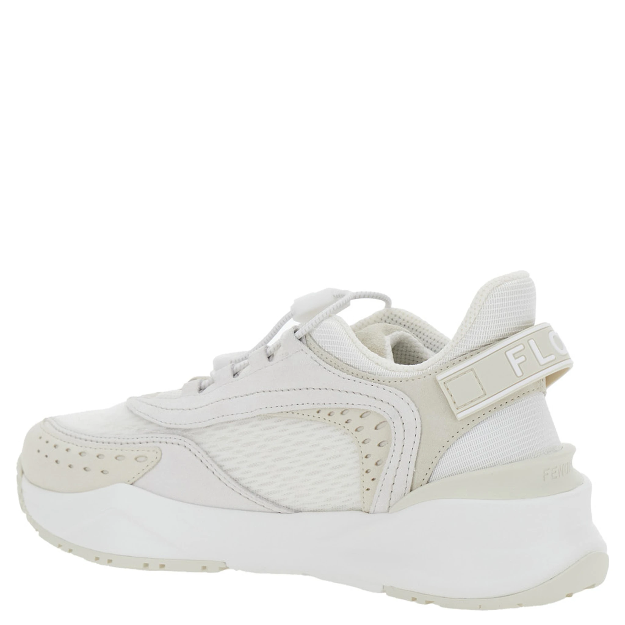 Flow White Sneakers with Toggle Closure and Logo Lettering on the Side in Tech Fabric Woman