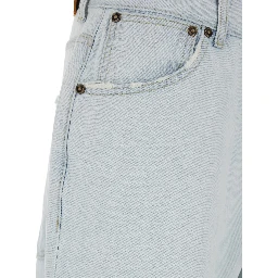 Light Blue Jeans with Logo Patch on the Rear and Ripped Details on the Front in Denim Man