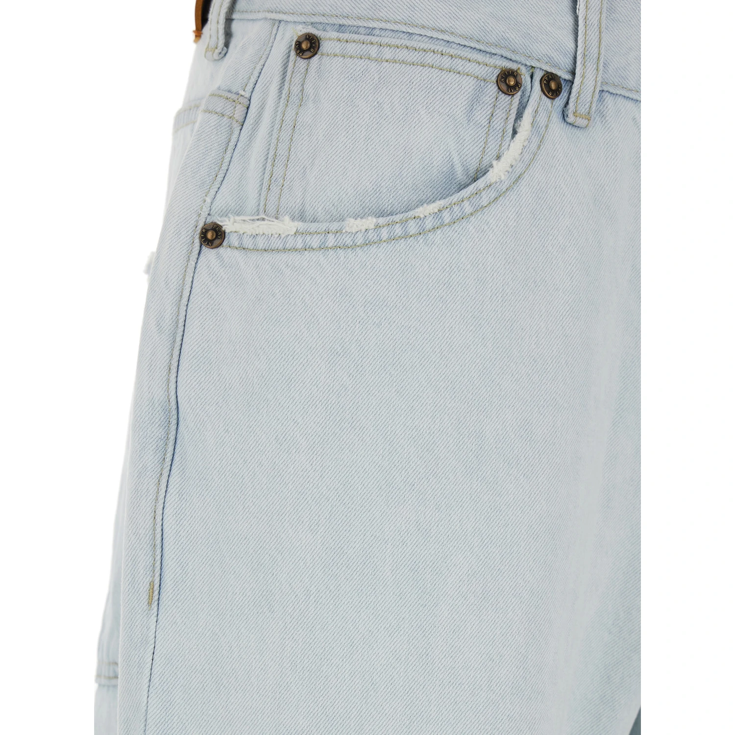 Light Blue Jeans with Logo Patch on the Rear and Ripped Details on the Front in Denim Man