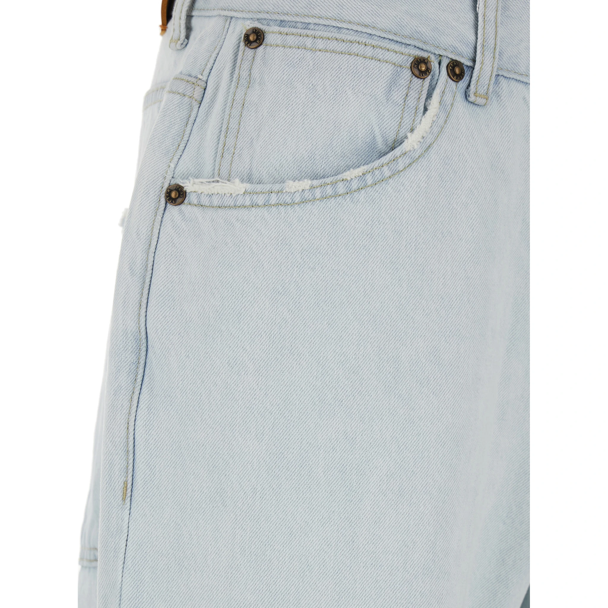 Light Blue Jeans with Logo Patch on the Rear and Ripped Details on the Front in Denim Man