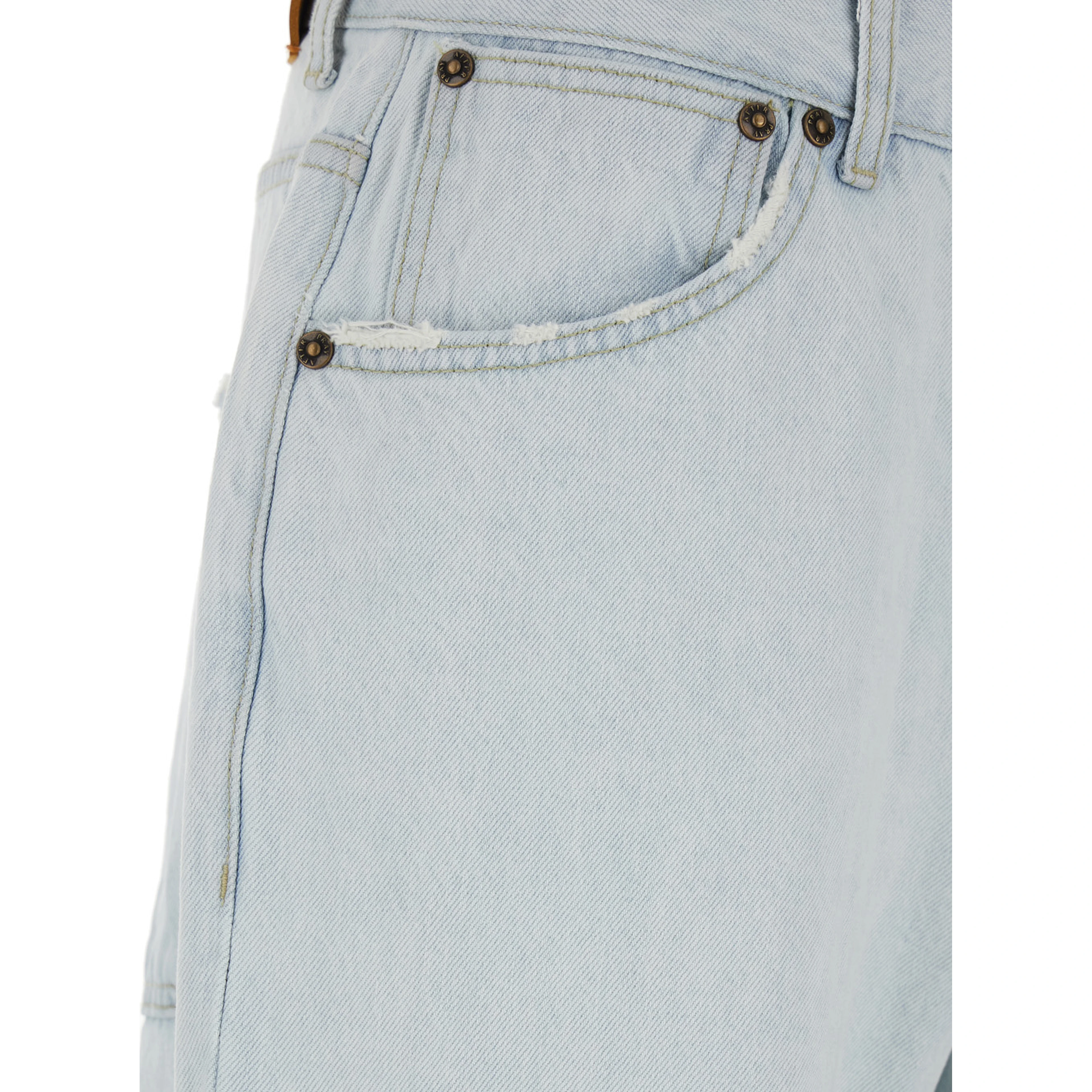 Light Blue Jeans with Logo Patch on the Rear and Ripped Details on the Front in Denim Man