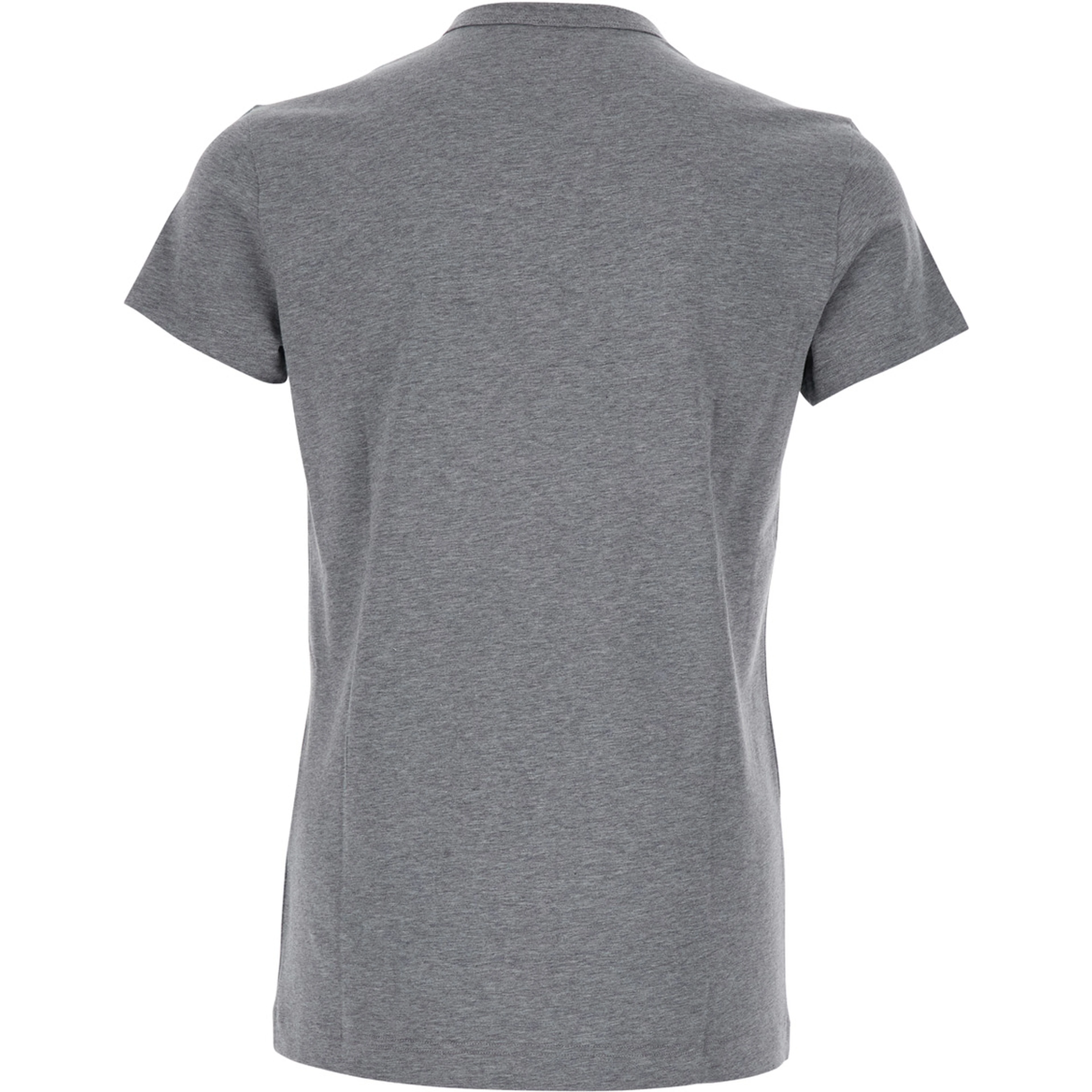 Grey Crewneck T-Shirt with Tonal Logo Lettering Embroidery on the Front in Cotton Stretch Man