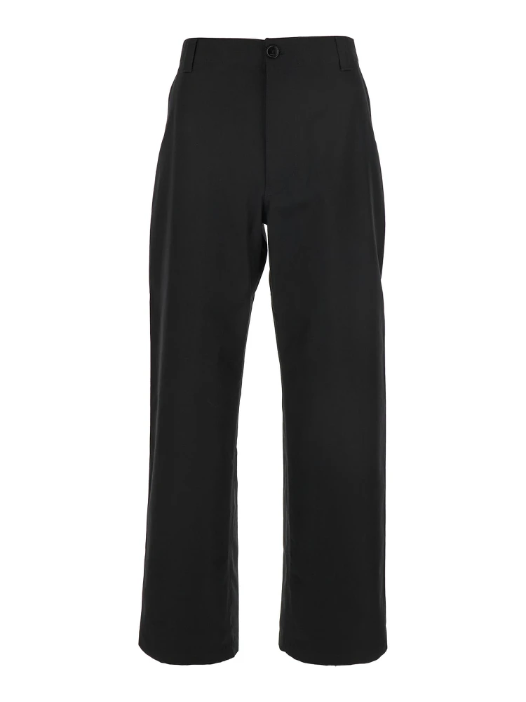 Black Pants with Belt Loops and Web Detail on the Rear in Cotton Man