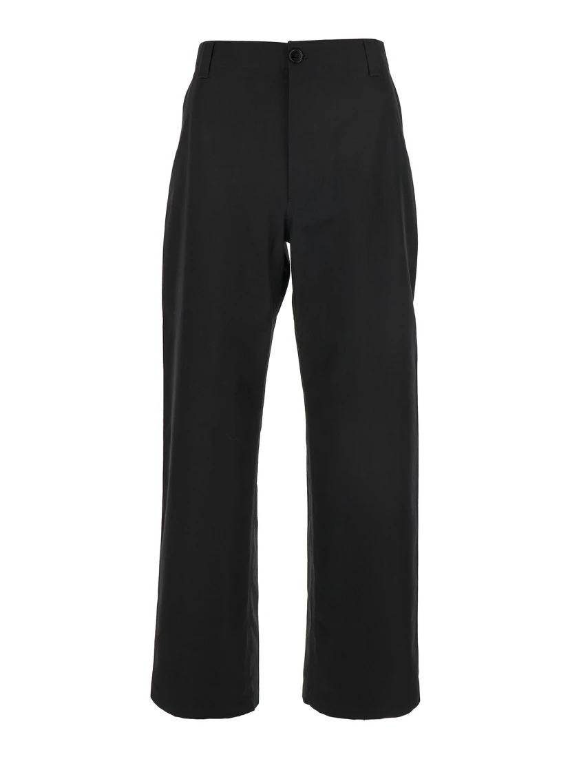 Black Pants with Belt Loops and Web Detail on the Rear in Cotton Man