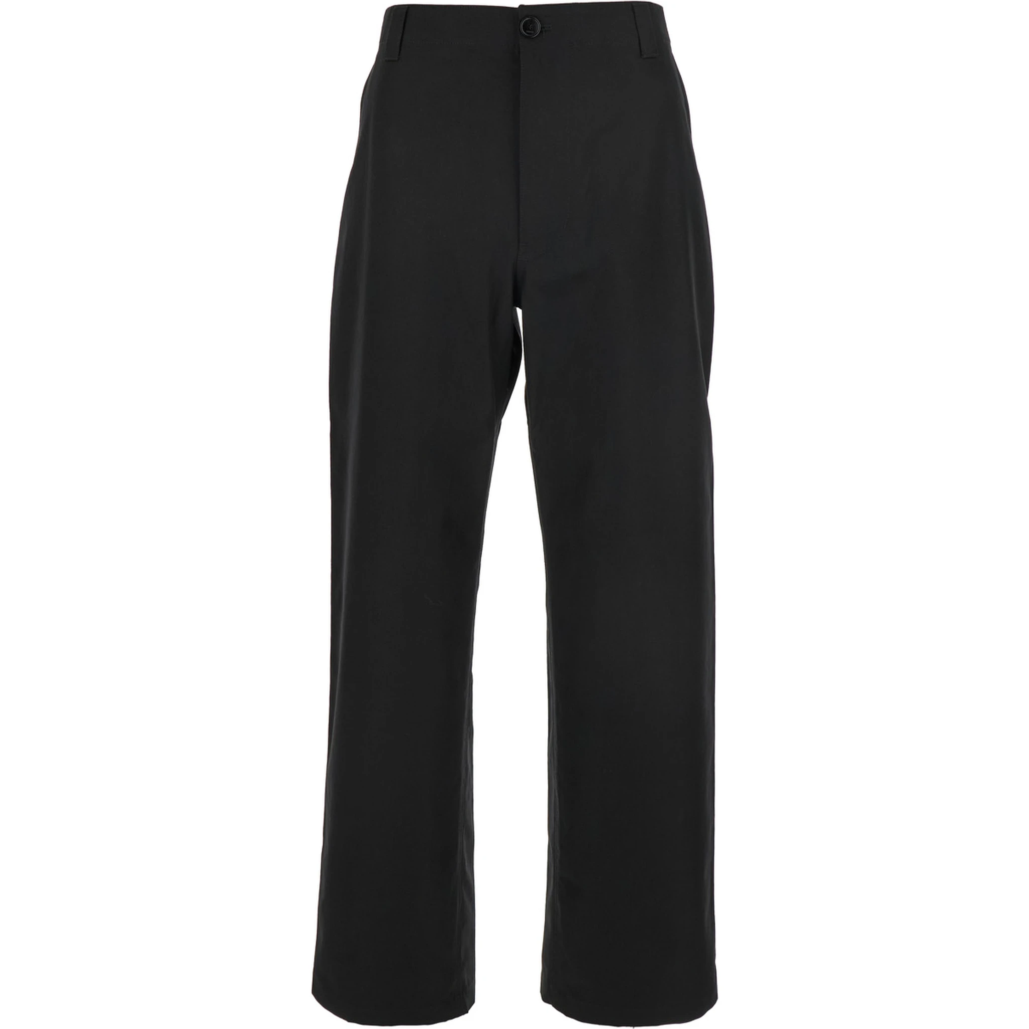 Black Pants with Belt Loops and Web Detail on the Rear in Cotton Man