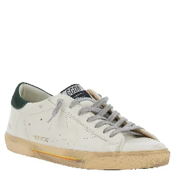 Superstar White Low Top Sneakers with Contrasting Heel and Logo Patch on the Tongue in Leather Man