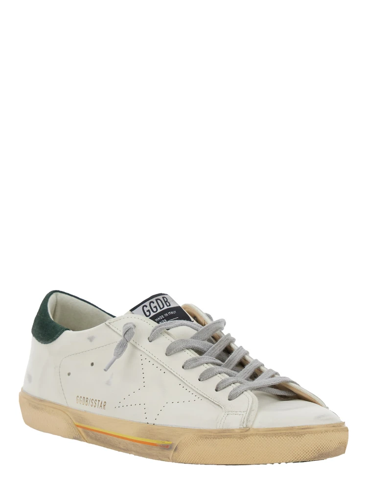 Superstar White Low Top Sneakers with Contrasting Heel and Logo Patch on the Tongue in Leather Man alternative