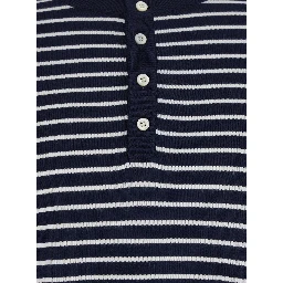 Blue Crewneck T-Shirt with All-Over Striped Motif in Cotton Man
