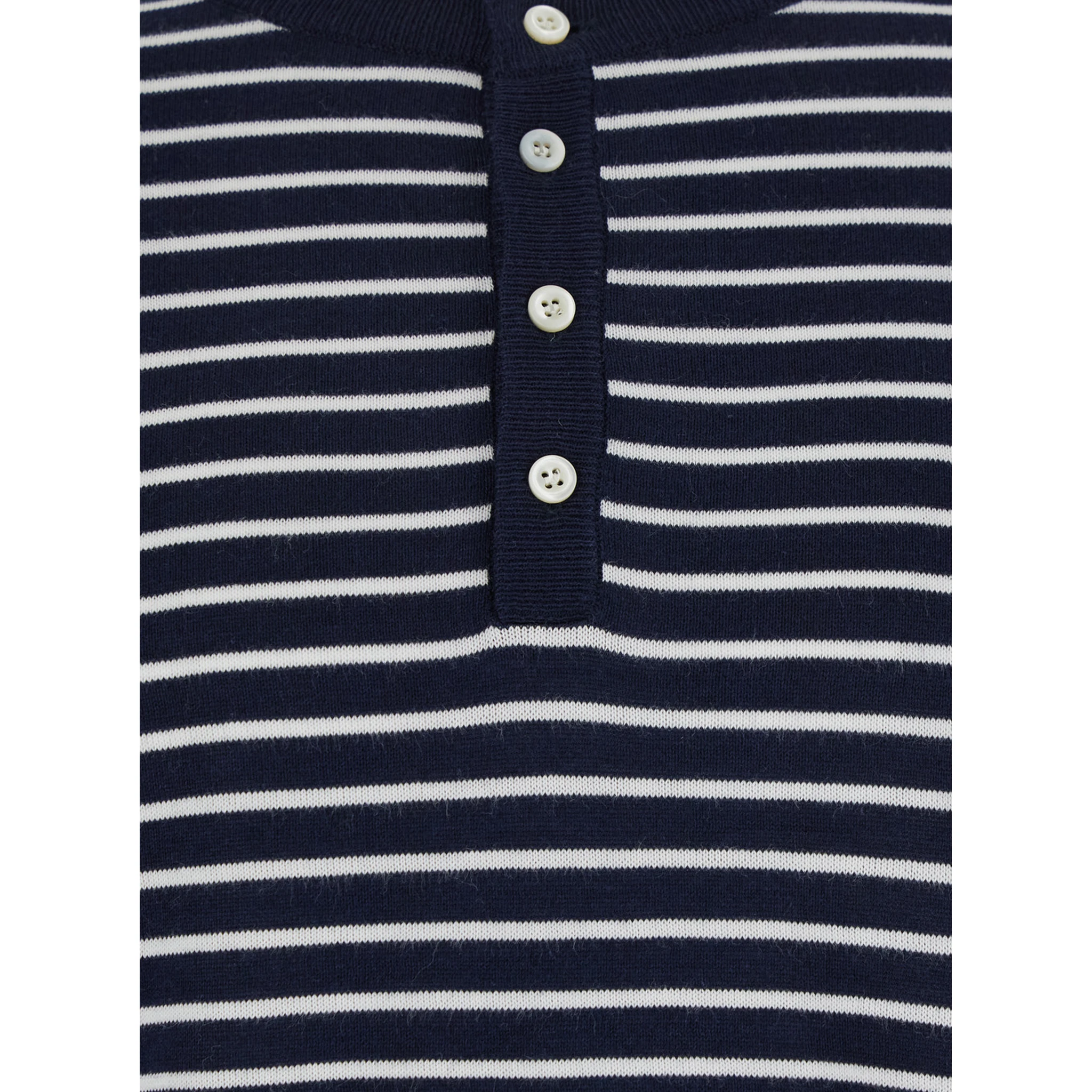 Blue Crewneck T-Shirt with All-Over Striped Motif in Cotton Man