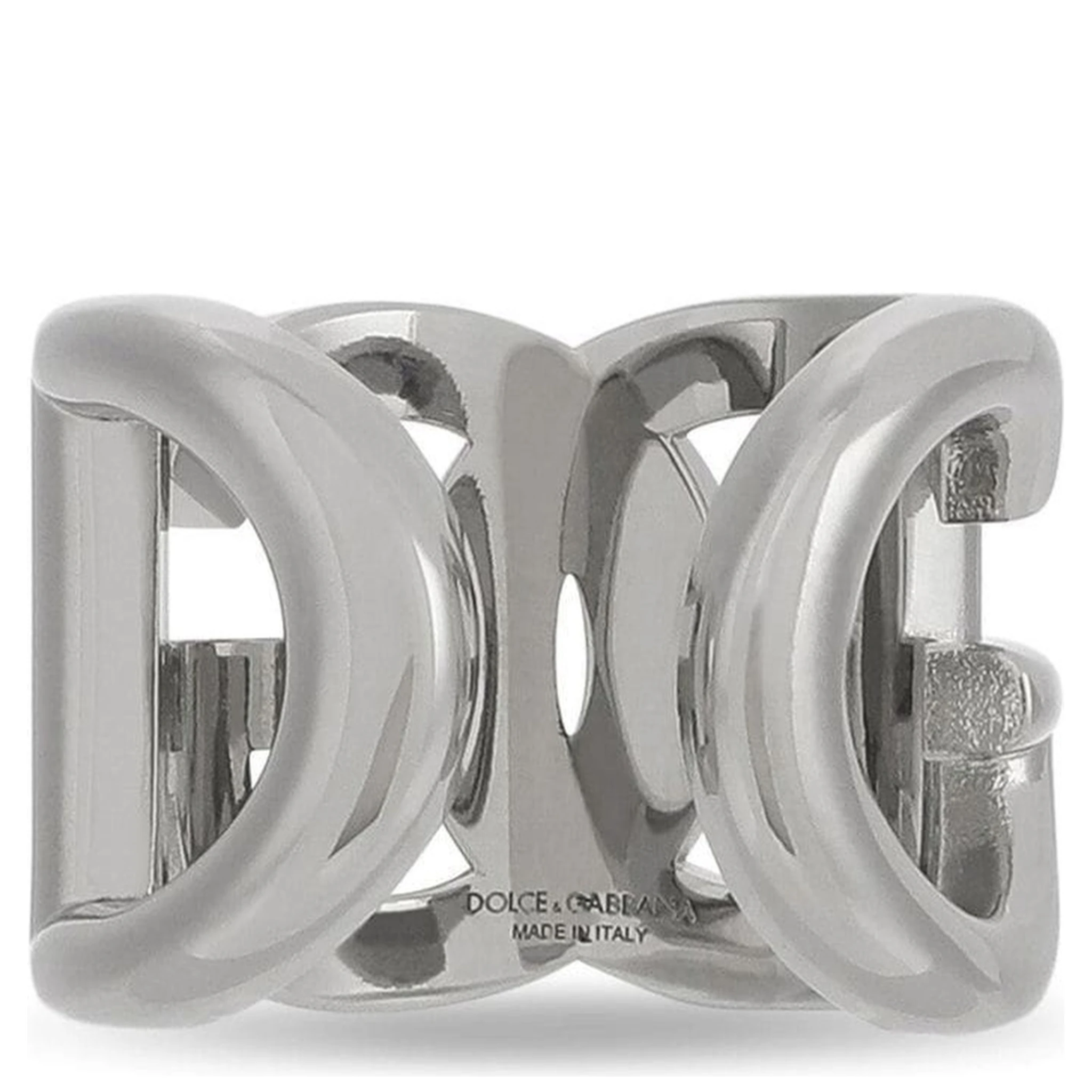 Silver-Tone Chunky Logo Ring in Brass Man