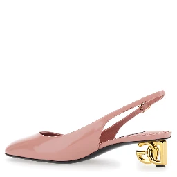 Pink Décolleté with DG Logo on the Heel in Shiny Leather Woman