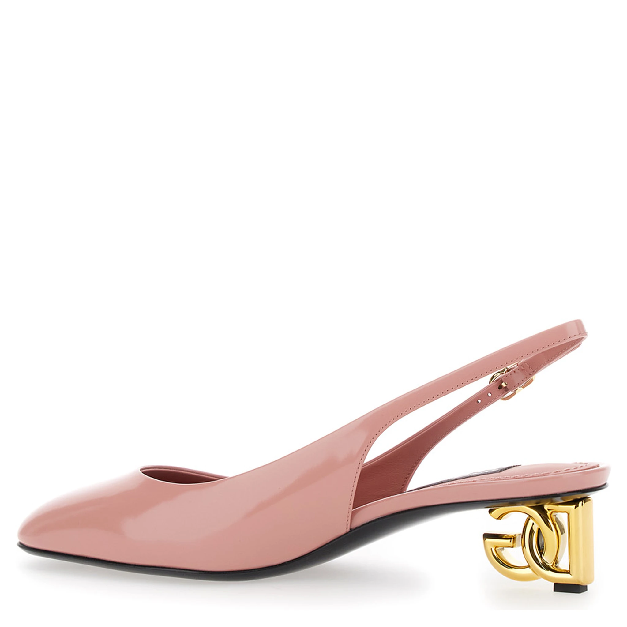Pink Décolleté with DG Logo on the Heel in Shiny Leather Woman