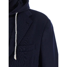 Blue Jacket with Hood and Bib in Wool Man