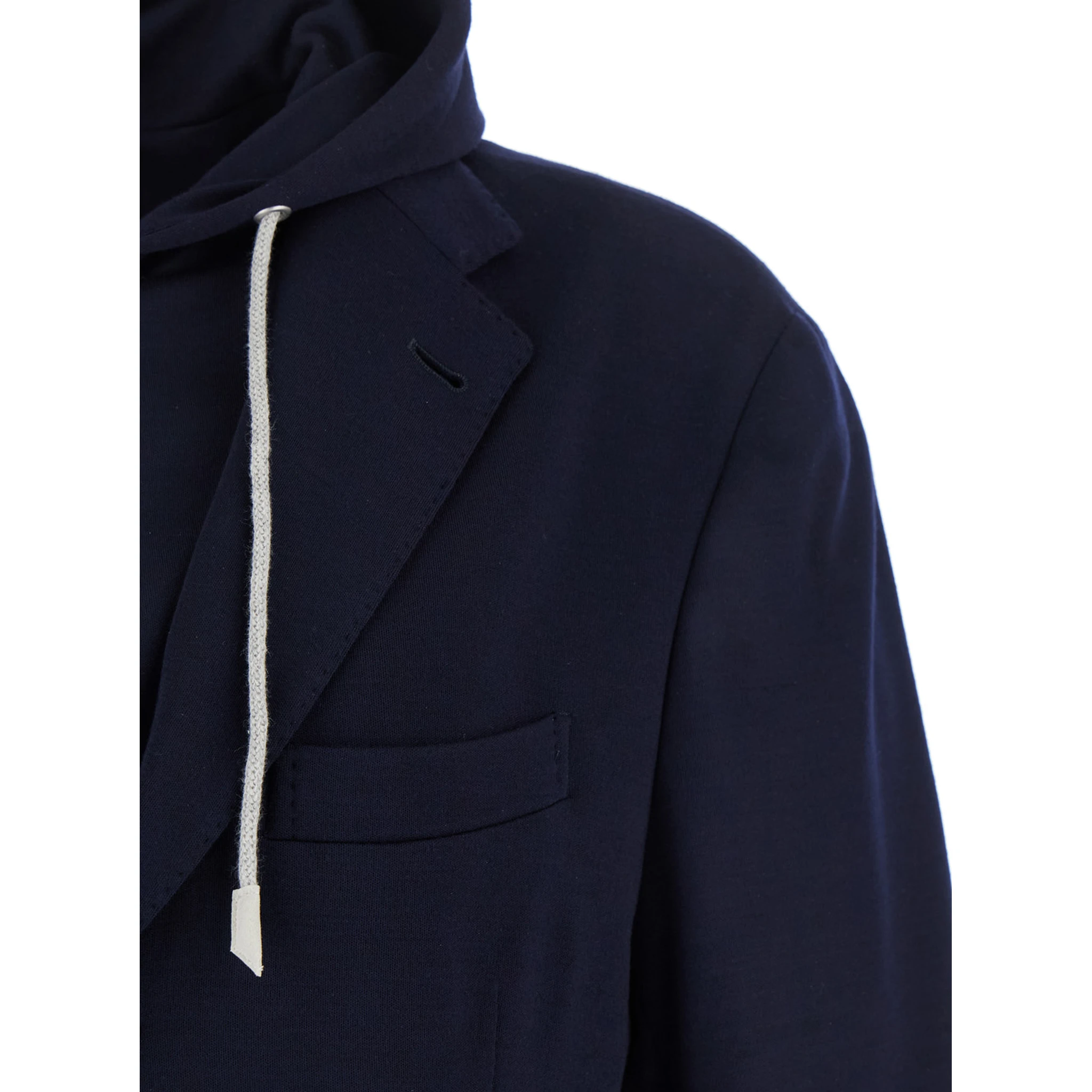 Blue Jacket with Hood and Bib in Wool Man